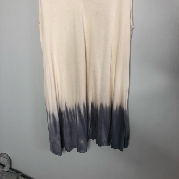 Free People Cream / Grey Dip Dye Tunic Tank Top - Picture 3 of 8